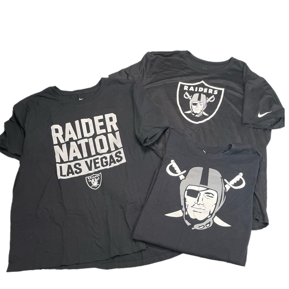 Las Vegas Raiders NFL Football T Shirt fan bundle 3 shirts Mens Nike 47 Logo 2xl